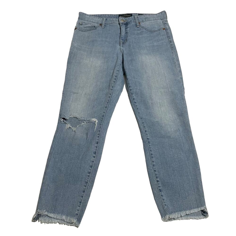 Lucky Brand Jeans Womens Size 6 Blue Ave Crop Mid Rise Stretch Step Hem Denim